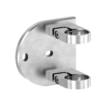 V2A Wandbefestigung / Endhalterung mit Spannringe, Anschluss Ø42,4mm, geschliffen