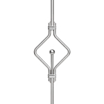 Edelstahl Designstab Ø 12 mm geschlossen, mit Kugel - 1000 mm