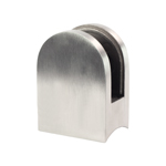 V2A Edelstahl geschliffen, Glashalter halbrund 35x29x18 mm, Anschluss Ø 33,7 mm, für Glasstärke 4,00/ 6,00/ 8,00 mm