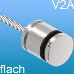 V2A Edelstahl, Punkthalter Ø 50 mm, geschliffen, Anschluss flach/vierkant, mit M10 Gewinde Glasstärke von 8-18 mm