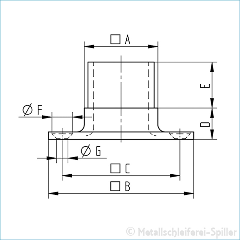 V4A Flansch, Quadratisch, Geschliffen, Anschluss | Spiller