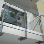 Edelstahlgeländer I-Form Glasfüllung mit untergesetzten Pfosten 40x40x4mm