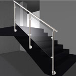Treppengeländer I-Form für Glasfüllung, 4mm, vorgesetzte Montage