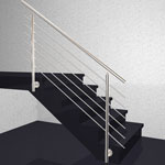 Edelstahl Treppengeländer I-Form mit 6 Füllstäben, 2mm, vorgesetzte Montage
